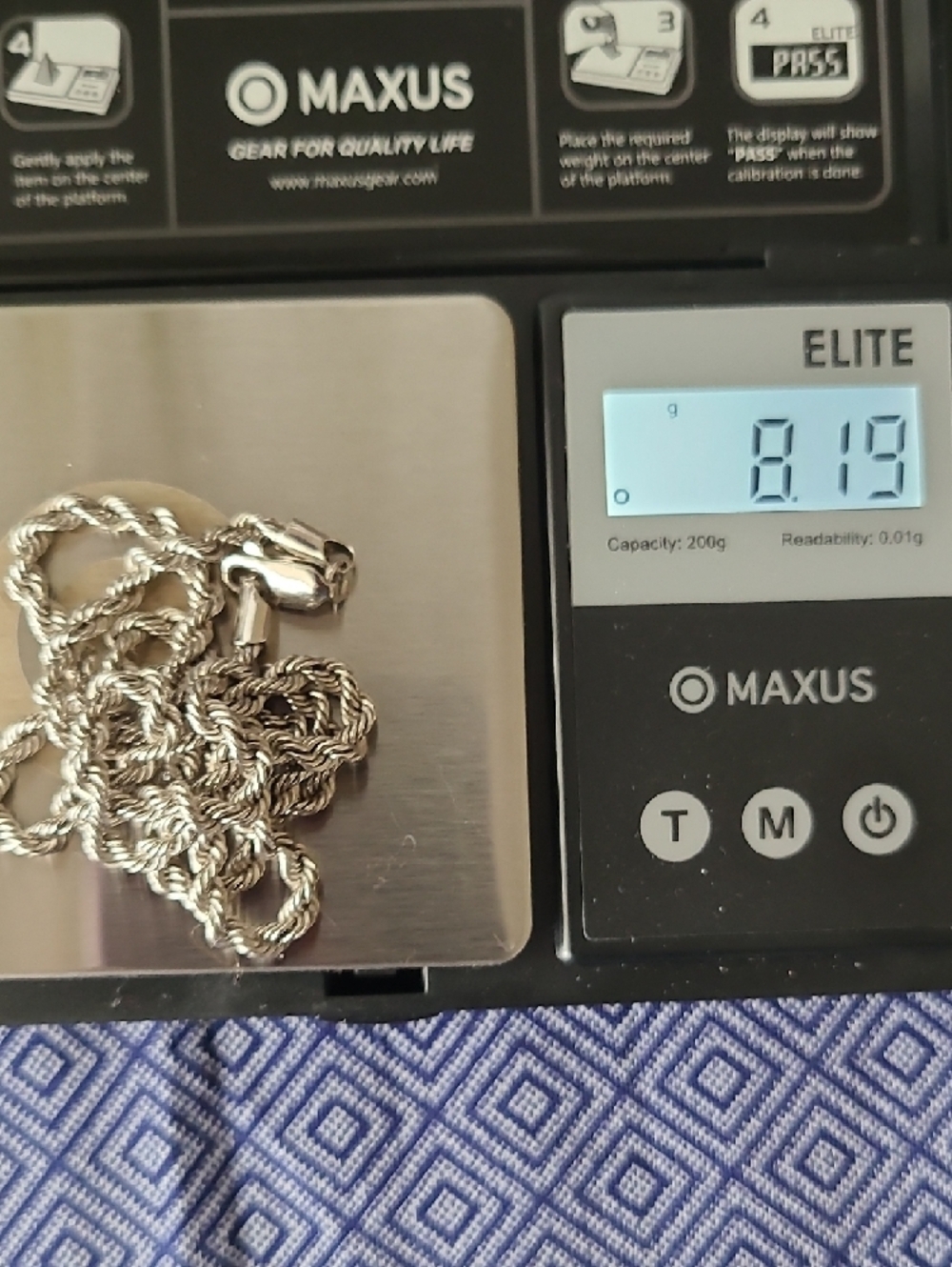 Sterling Silver Rope Chain Necklace - Silver - Picture 5 of 6